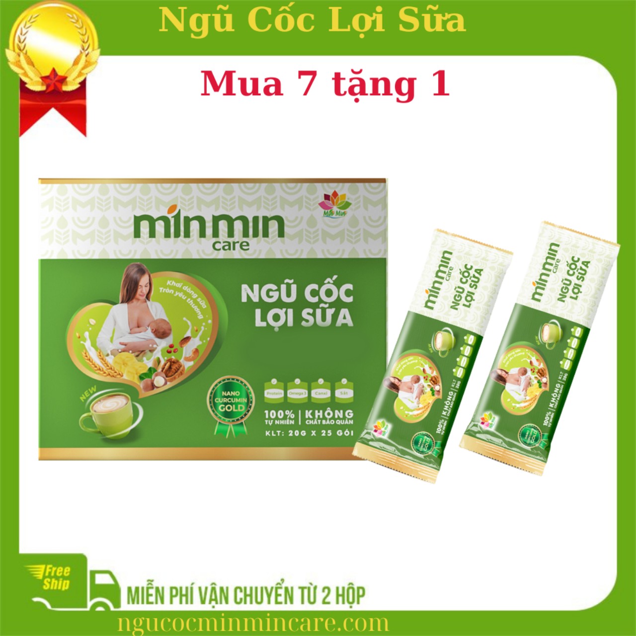  (Combo 3 Hộp) Ngũ cốc Lợi Sữa Min Min Care dạng gói